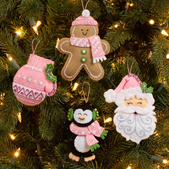 Bucilla Felt Ornaments Applique Kit Set Of 4-Santa Sweets, Count Bucilla Felt Ornaments Applique Kit Set Of 4-Santa Sweets, Count